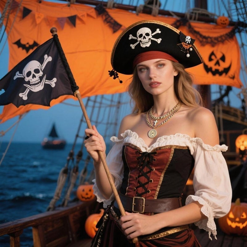 Lookray Gold Pirate Necklace for Women Layered Chunky Pirate Costume Jewelry Hip Hop 80s 90s Coin Pendant Necklace Halloween Pirate Costume Accessories - Image 3